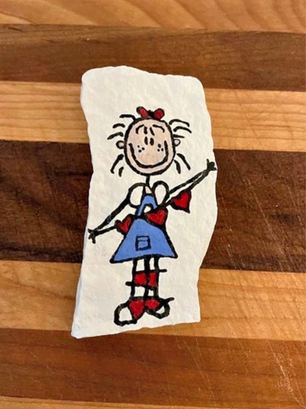 Hand-Painted Character Decor in White & Blue